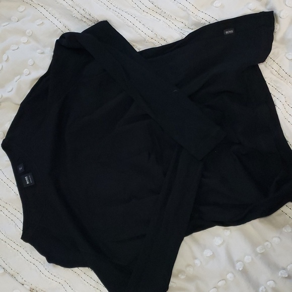 Hugo boss MEN'S black ribbed sleeve long sleeve tee XXL - Picture 1 of 4